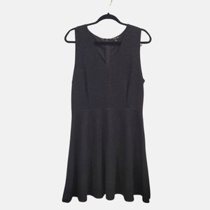 C+D+M Black Sparkle V-Neck Skater Dress | Size L